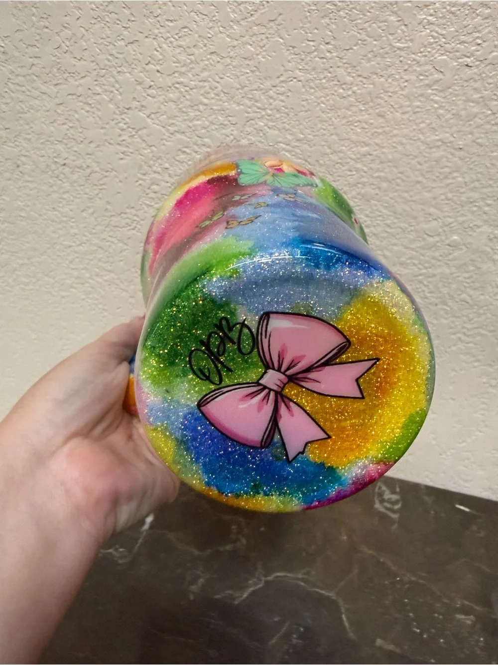 Sassy Cow Colorful Glitter Tumbler Cup 40 oz with Handle Handmade